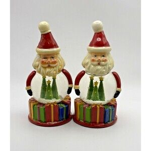 Neiman Marcus Santa Claus Christmas Salt and Pepper Shakers Snow Globes Used